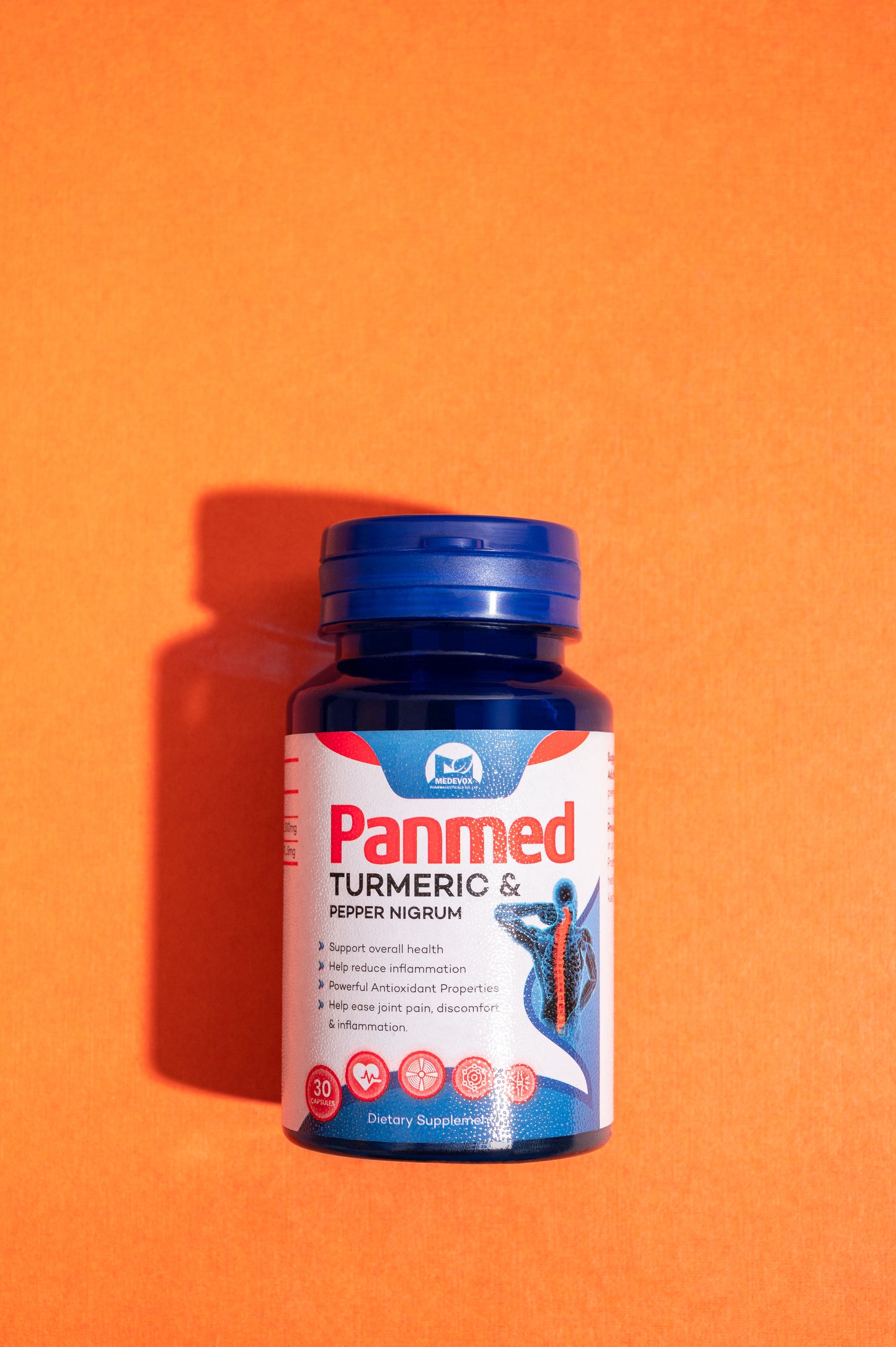 "Panmed Capsules: Nature's Answer to Inflammation - Curcumin and Black Pepper in Perfect Harmony"