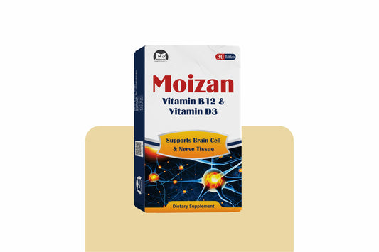 "Moizan Blister: Dual-Action Vitamin B12 and D3 Supplement for Optimal Energy, Vitality, and Overall Wellness"