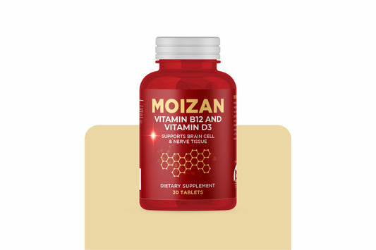 "Moizan Jar: Dual-Action Vitamin B12 and D3 Supplement for Optimal Energy, Vitality, and Overall Wellness"