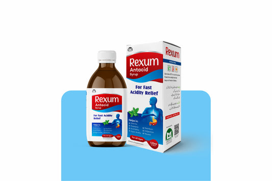 "Rexum Syrup: Harness the Power of Natural Ingredients for Quick Relief from Heartburn, Indigestion, and Upset Stomach"